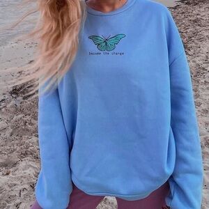 Butterfly & slogan Graphict thermal sweatshirt